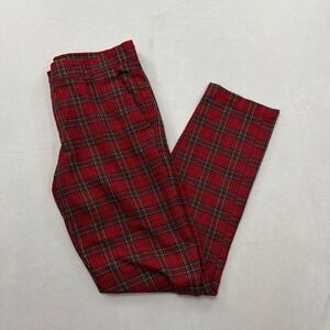 Run & Fly Trousers Red Tartan Plaid Slim Fit Punk Rock Mens Size 32